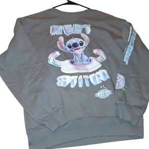 H&M Gray Crewneck Sweater Playful Cartoon Design